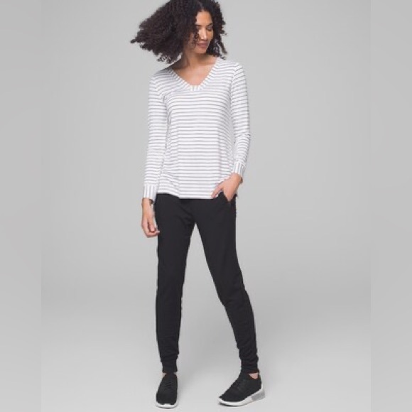 Soma French Terry Pullover Loungewear Top White & Black Stripe Tunic Top Size M - Picture 6 of 13